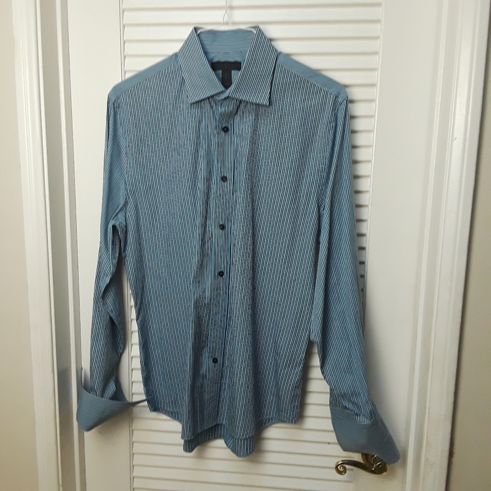 Express Design Studio Mens Long Sleeve Button Up French Cuff Shirt Sz M 15-15.5